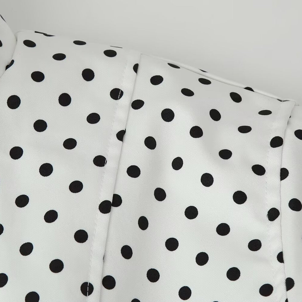 Street polka dot stand up collar long sleeved short jacket