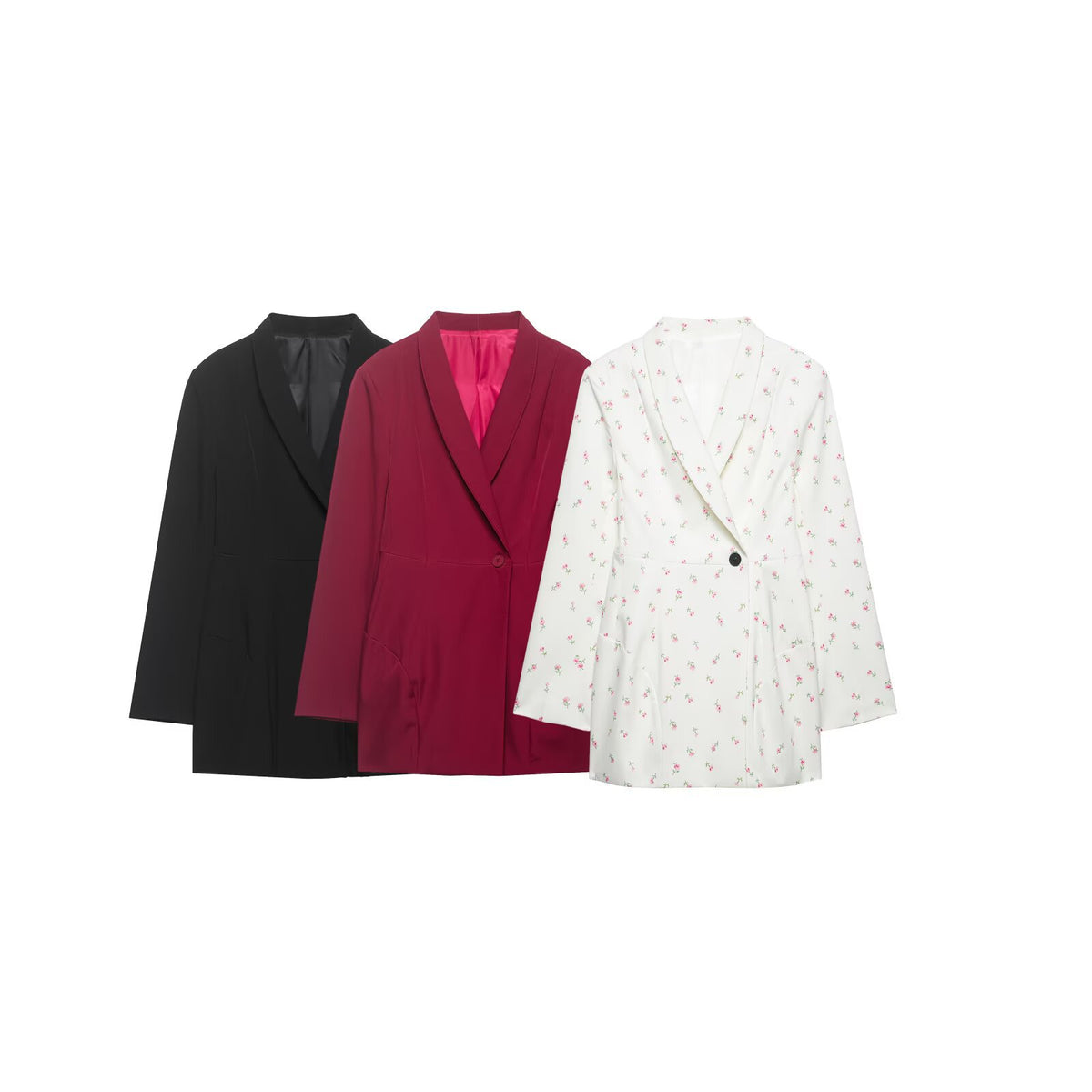 Style Long Sleeve Single Button Loose Blazer Coat