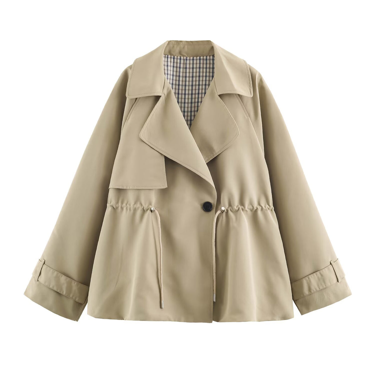 Commuting style adjustable waist short windbreaker jacket