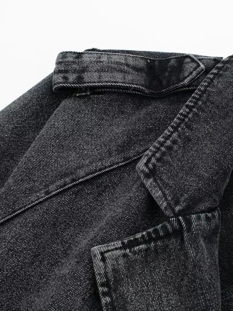 Woman Cropped Denim Jacket  Autumn Women With B