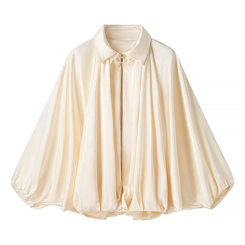 Fashionable Casual and Versatile Satin Bomber Jacket for Women