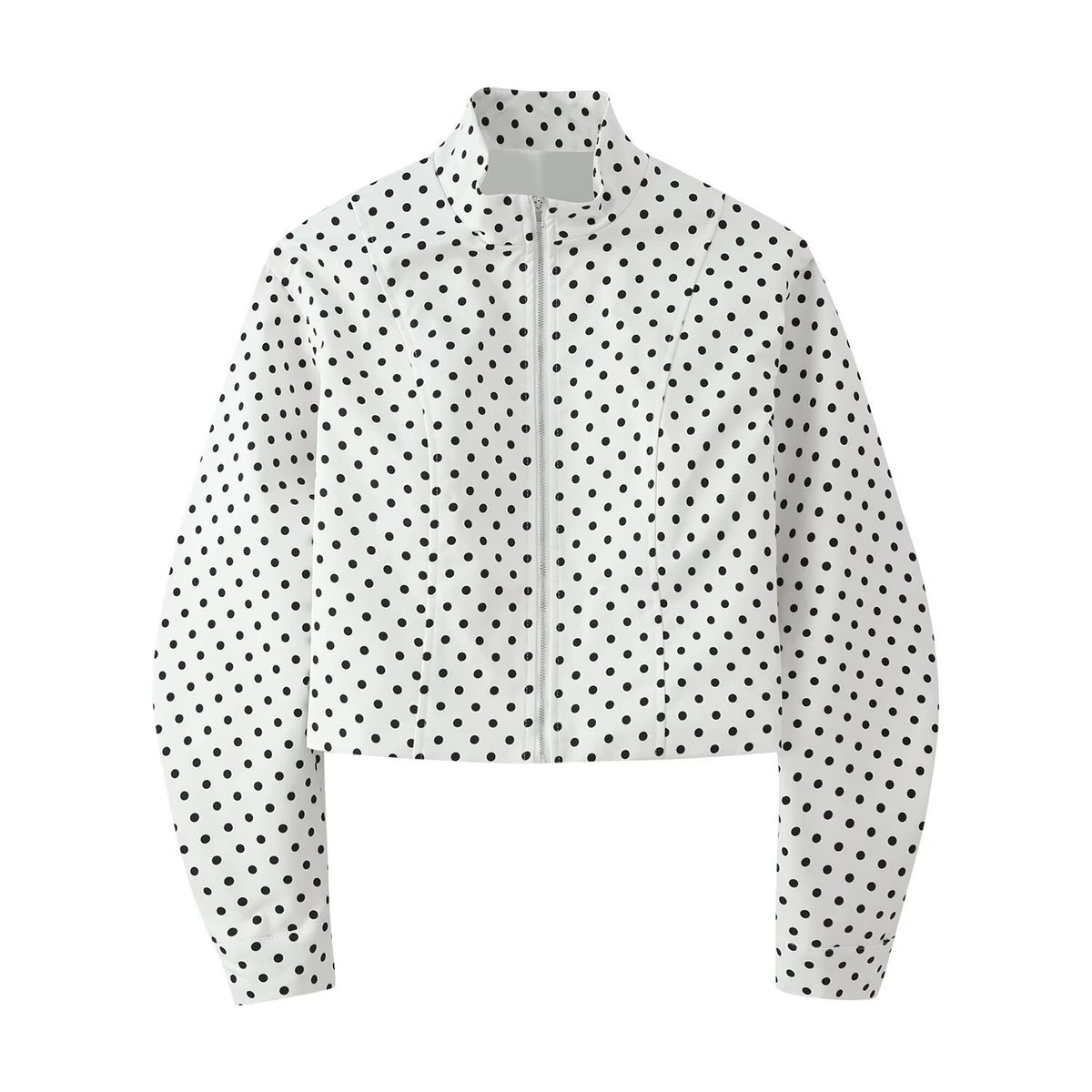 Street polka dot stand up collar long sleeved short jacket