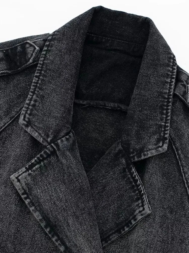 Woman Cropped Denim Jacket  Autumn Women With B