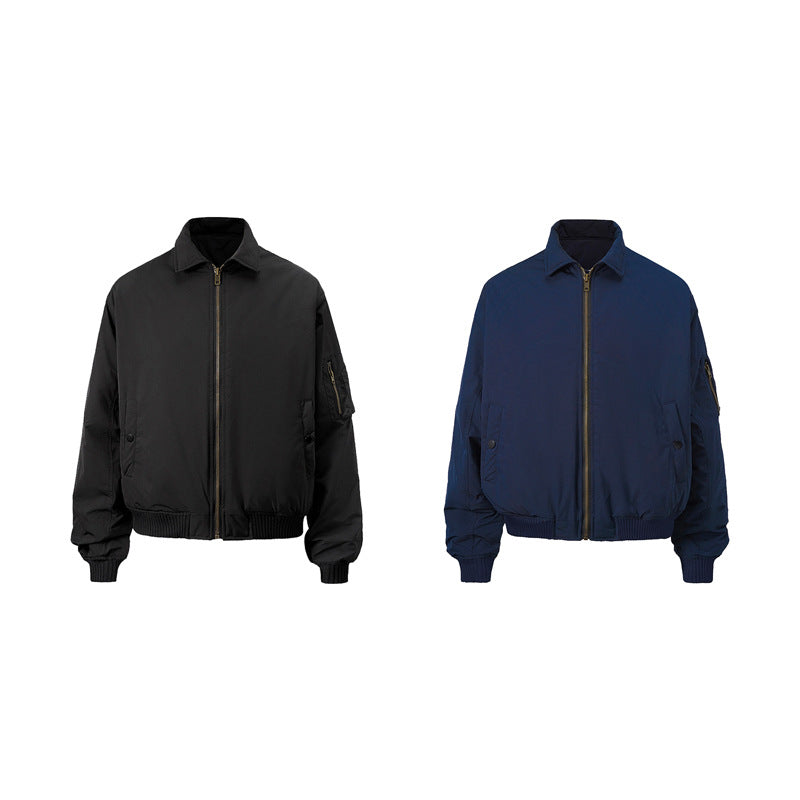 Bomber Short Fit Flight Jacket Lapel Clean