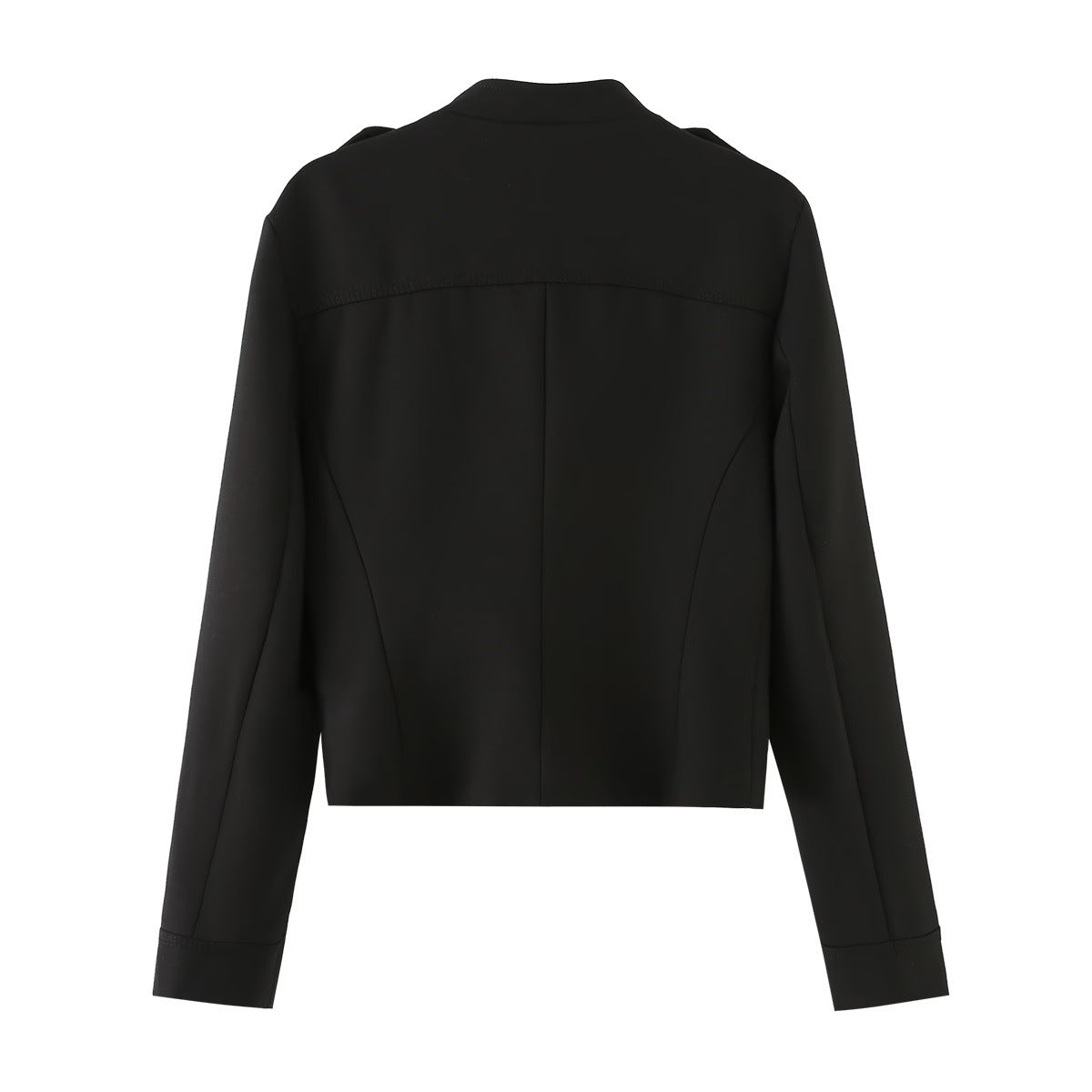 Women's Zipper Long Sleeve Button Detail Slim Fit Blazer