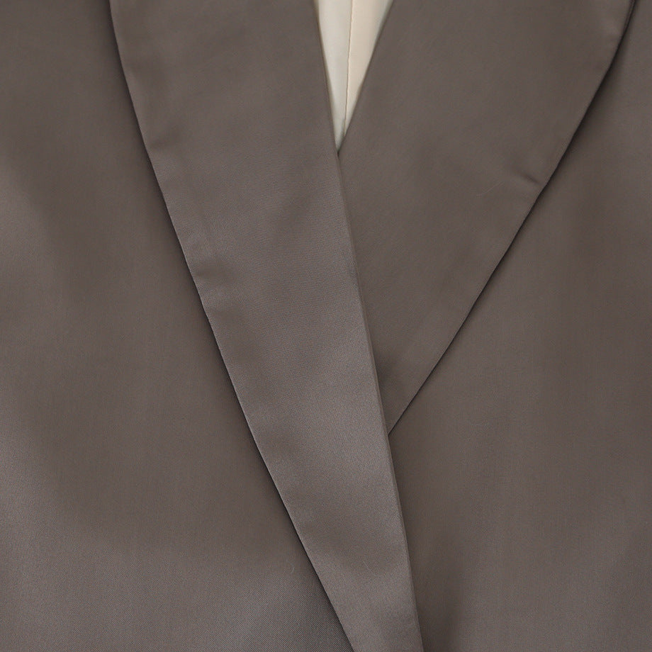 Commuting style elegant satin double breasted suit jacket
