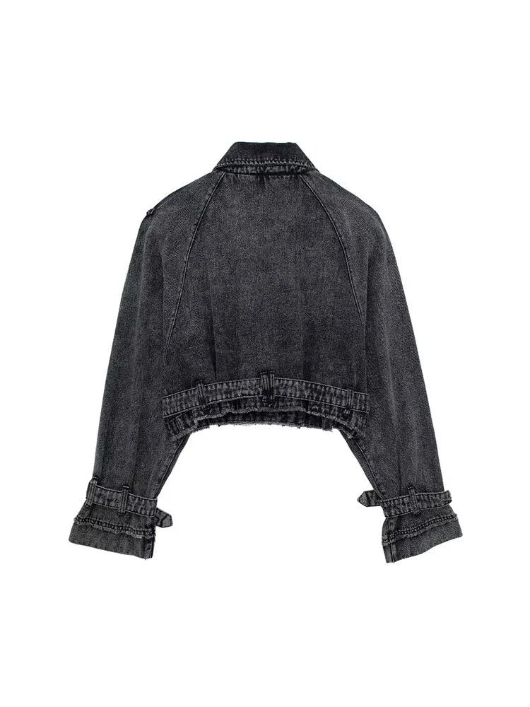 Woman Cropped Denim Jacket  Autumn Women With B