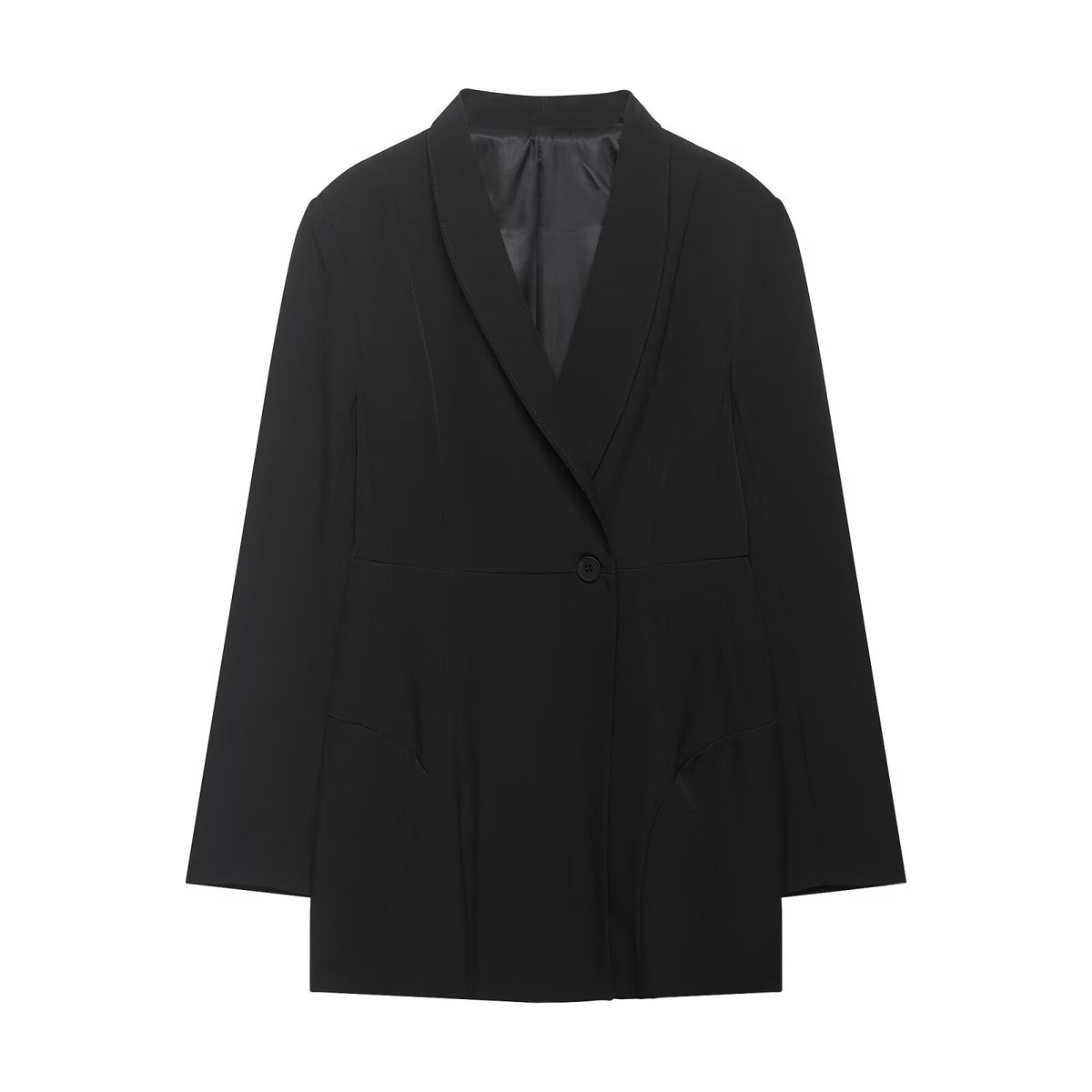 Style Long Sleeve Single Button Loose Blazer Coat