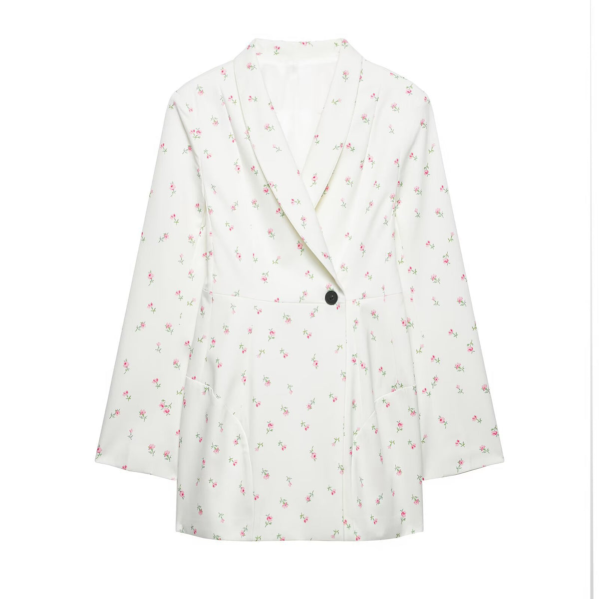 Style Long Sleeve Single Button Loose Blazer Coat