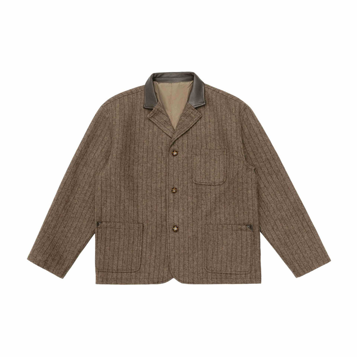 High-End Preppy Style Striped Notch Lapel Blazer Jacket for Men