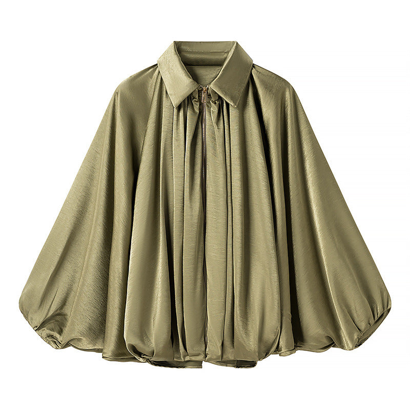 Fashionable Casual and Versatile Satin Bomber Jacket for Women