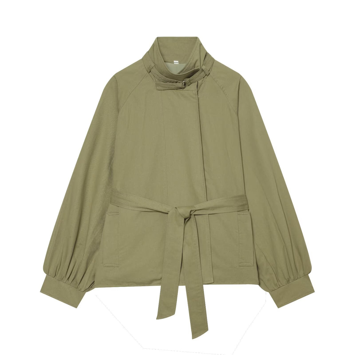 Simple stand up collar waistband jacket