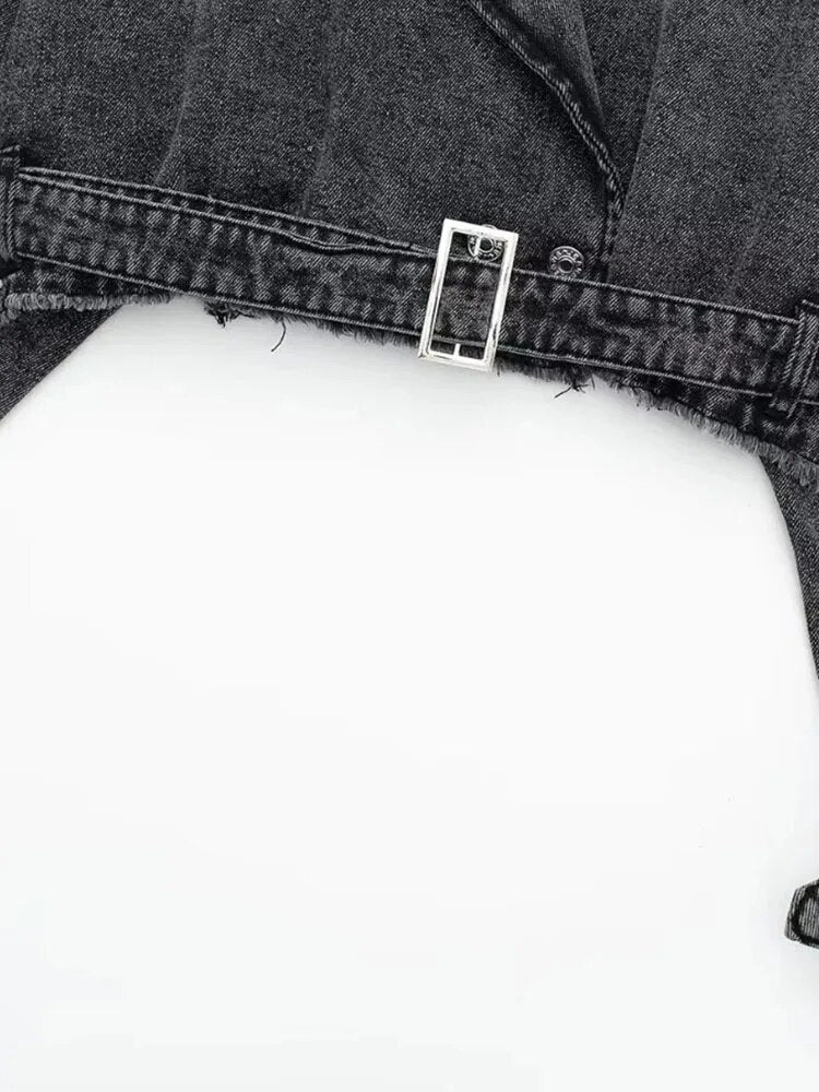 Woman Cropped Denim Jacket  Autumn Women With B