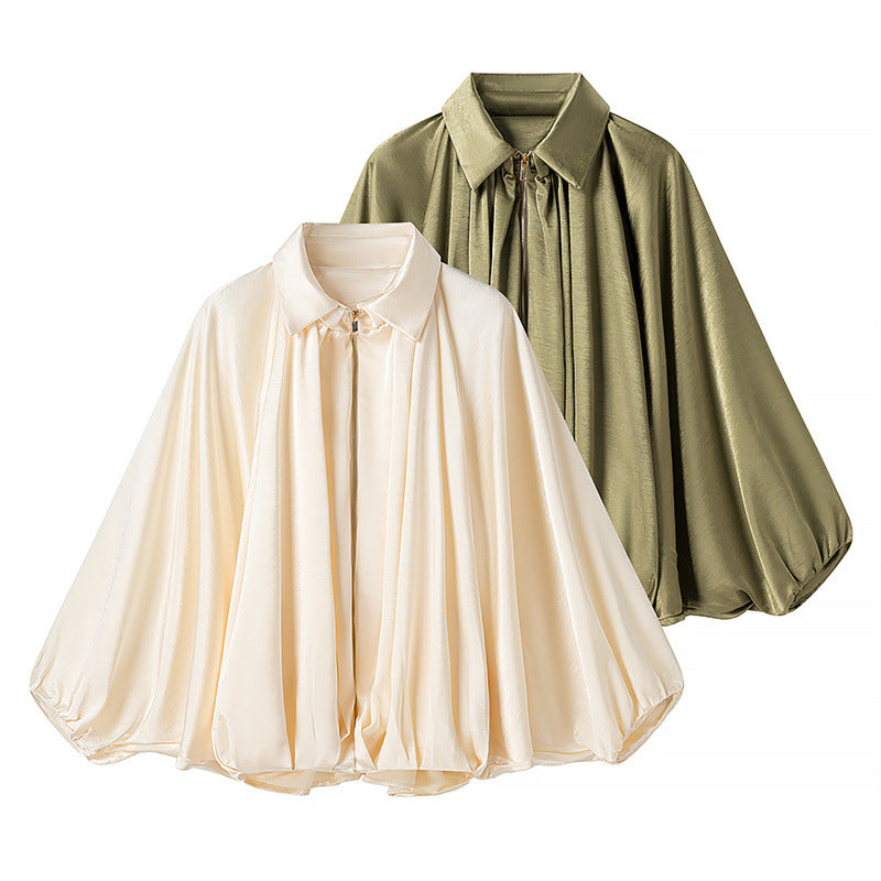 Fashionable Casual and Versatile Satin Bomber Jacket for Women
