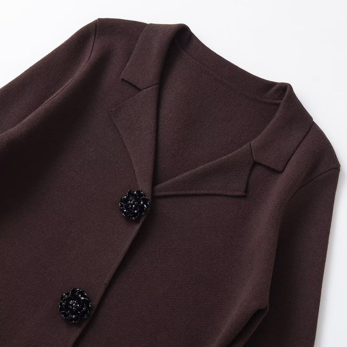 Women's Knitted Blazer with Jewelry Decorated Buttons