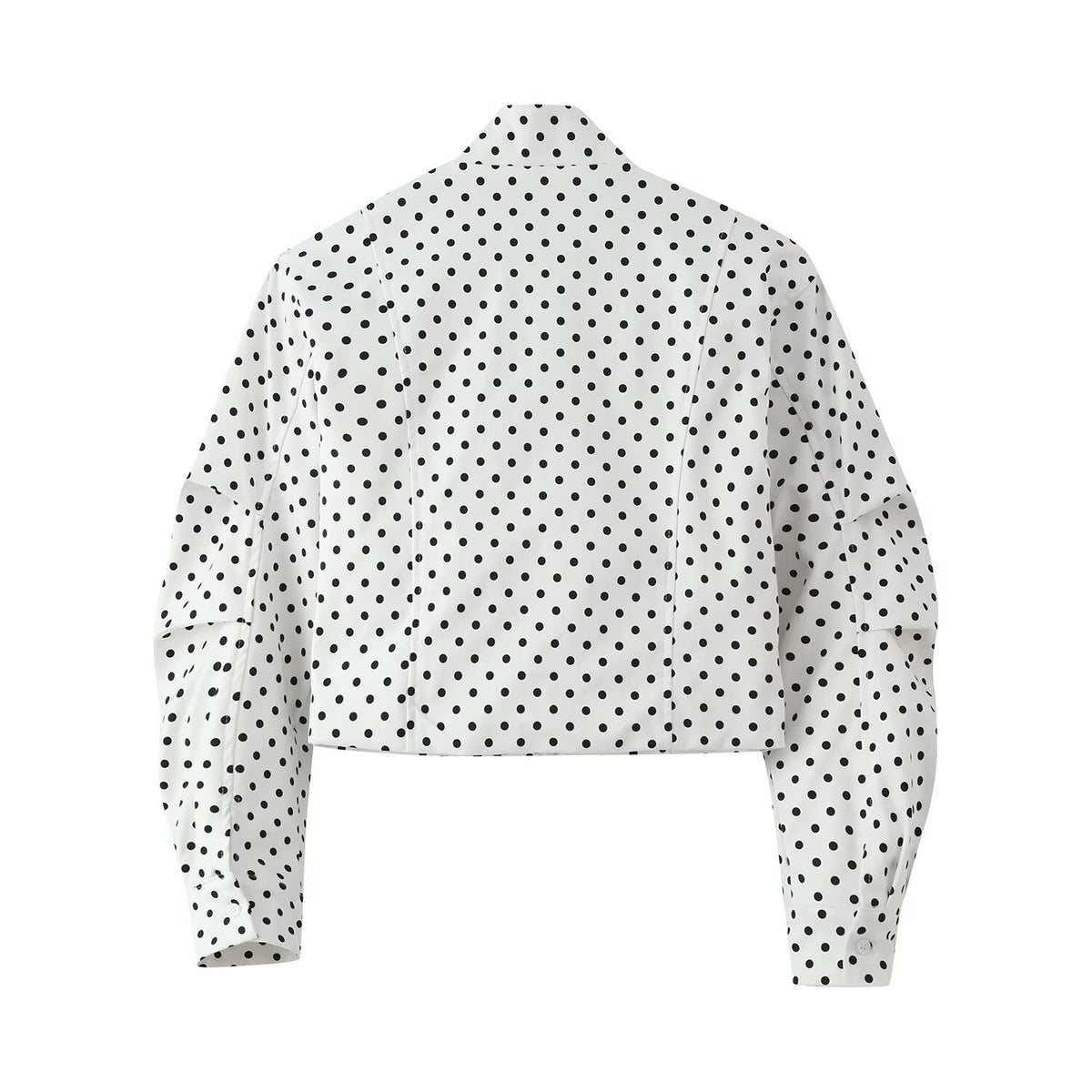 Street polka dot stand up collar long sleeved short jacket