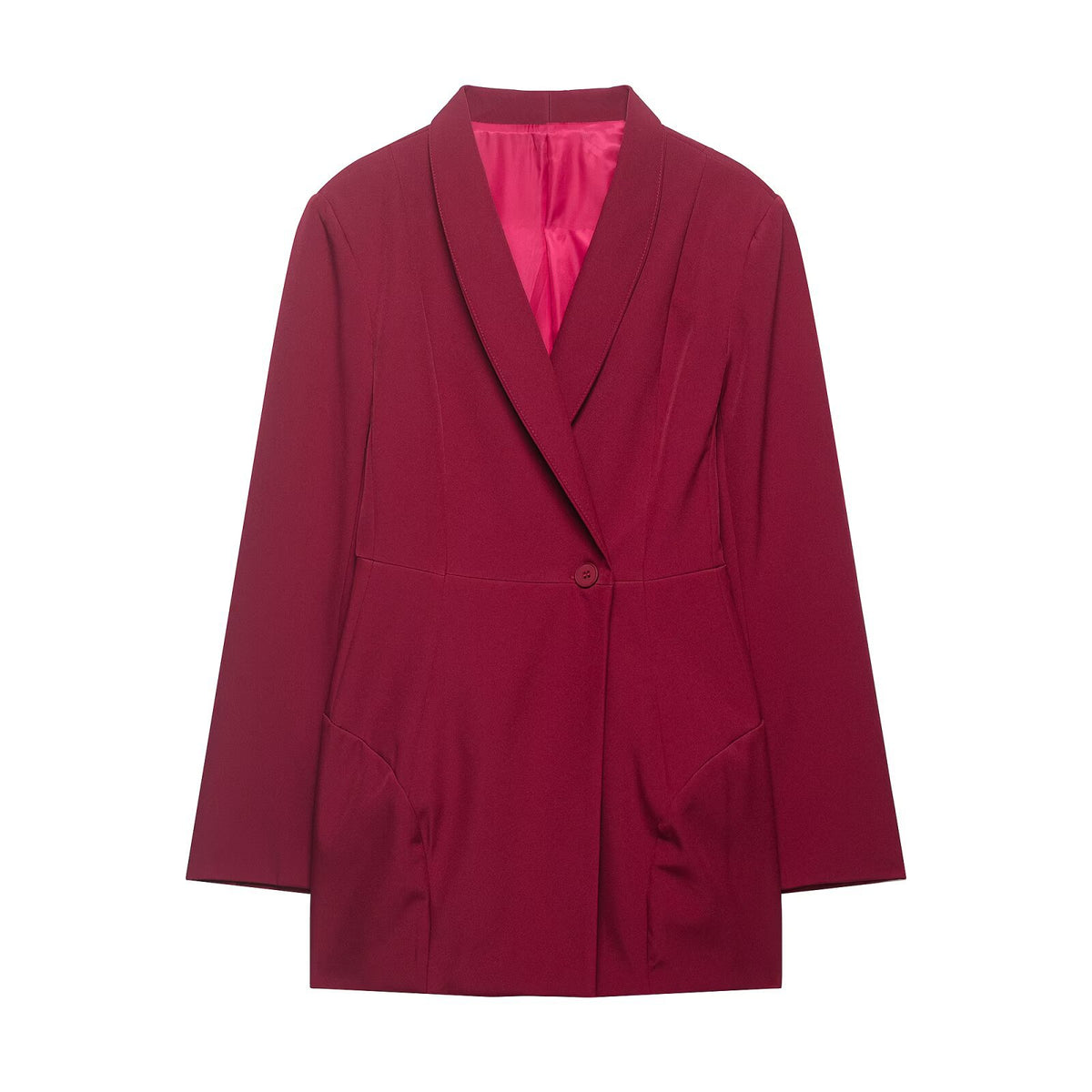 Style Long Sleeve Single Button Loose Blazer Coat