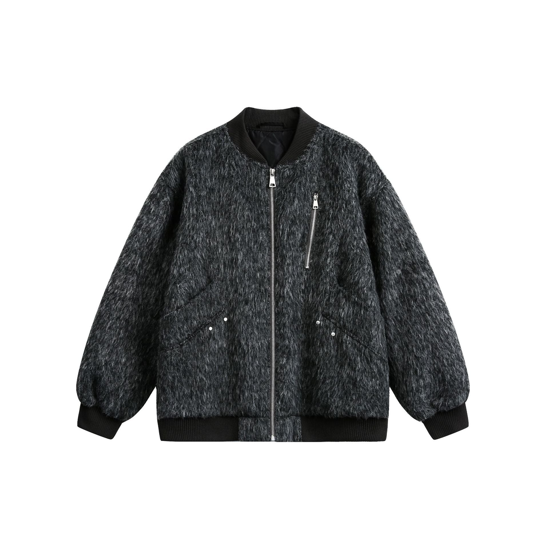 Atmosphere Mohair Deconstructed Bomber Baseball Cotton Coat