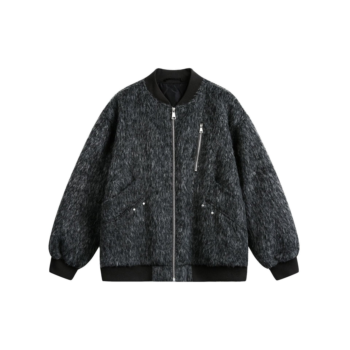 Atmosphere Mohair Deconstructed Bomber Baseball Cotton Coat