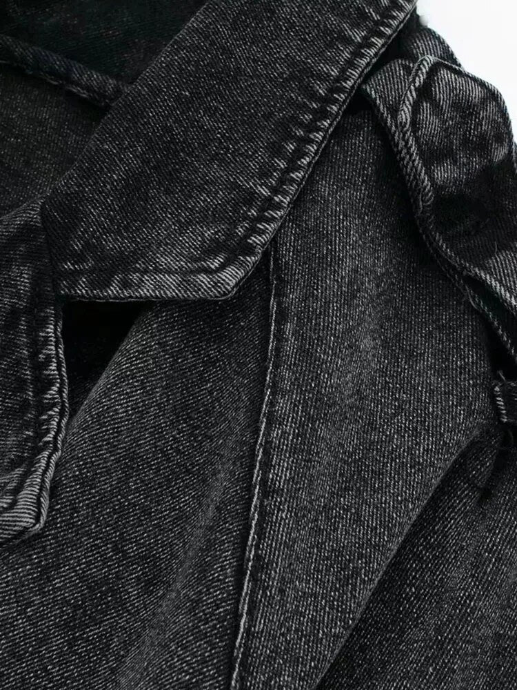 Woman Cropped Denim Jacket  Autumn Women With B